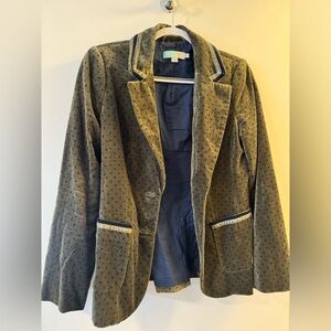 Boden Forest Green Polka Dot Velvet Blazer